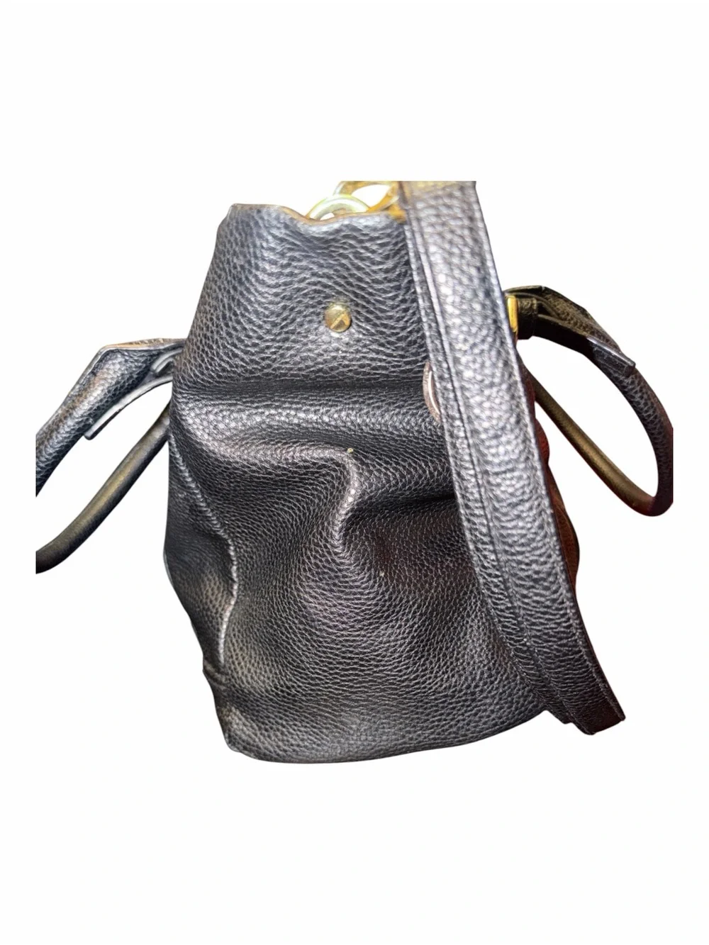 Steve Madden Black Pebbled Faux Leather Satchel Crossbody Shoulder Bag - Picture 4 of 7